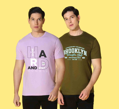 WOOSTRO Printed Men Round Neck Multicolor T-Shirt
