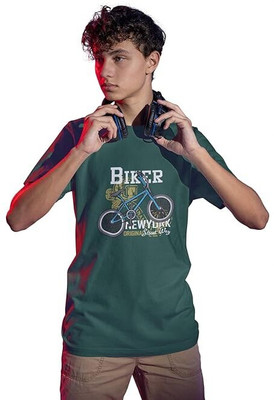 Carbonyte Printed Men Round Neck Green T-Shirt