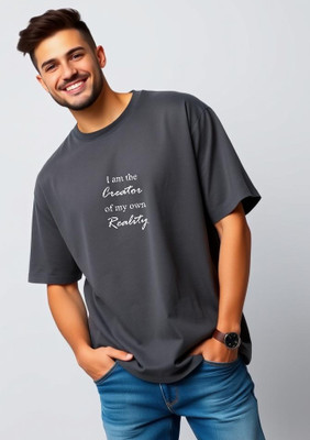 UrGear Printed Men Round Neck Grey T-Shirt