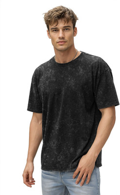 tyt Tie & Dye Men Round Neck Black T-Shirt