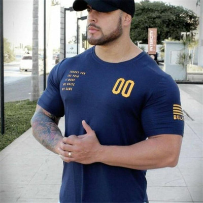 SPOWEARY Printed, Typography Men Round Neck Navy Blue T-Shirt