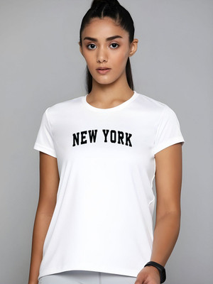 SZN Printed Women Round Neck White T-Shirt