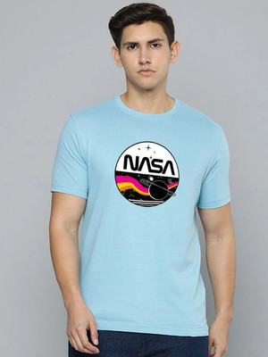 JP Creation Printed, Typography Men Round Neck Light Blue T-Shirt