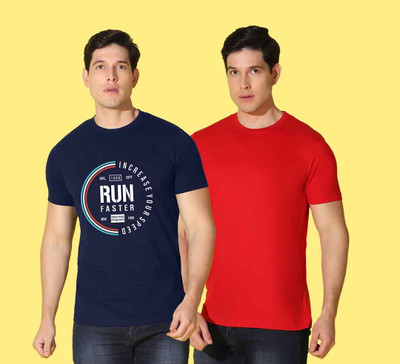 WOOSTRO Printed Men Round Neck Multicolor T-Shirt