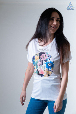 Klothberg Floral Print Women Round Neck White T-Shirt