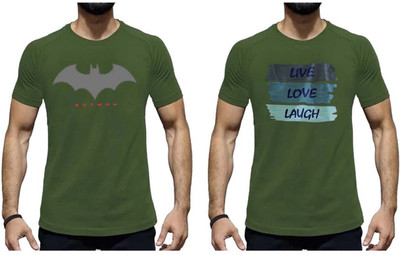 HIT SQUARE Printed Men Round Neck Green T-Shirt