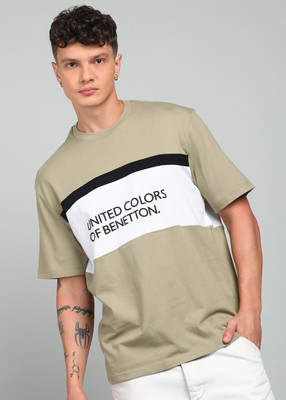 United Colors of Benetton Printed Men Round Neck Dark Green T-Shirt