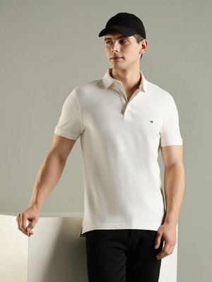 TOMMY HILFIGER Solid Men Polo Neck White T-Shirt