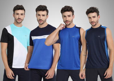 FTX Colorblock Men Round Neck Multicolor T-Shirt