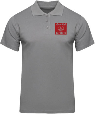 PrintHolic Solid Men Polo Neck Grey T-Shirt