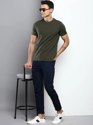 RULEDBYSUN Solid Men Round Neck Green T-Shirt