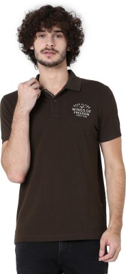 MUFTI Solid Men Polo Neck Dark Green T-Shirt