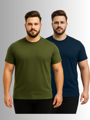 KART BLACK Solid Men Round Neck Purple T-Shirt