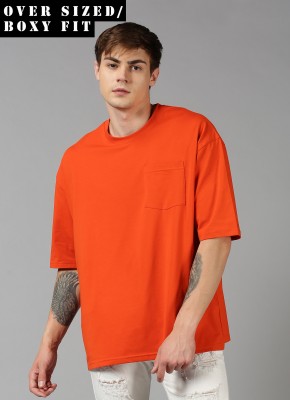 UrGear Solid Men Round Neck Orange T-Shirt