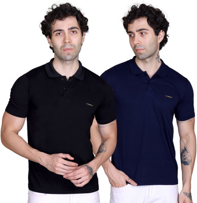 DZANT Solid Men Polo Neck Multicolor T-Shirt