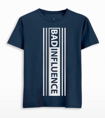 ROYALTRADERS Printed Men Round Neck Blue T-Shirt