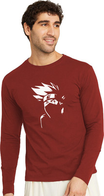 OrrganicChics Printed Men Round Neck Maroon T-Shirt