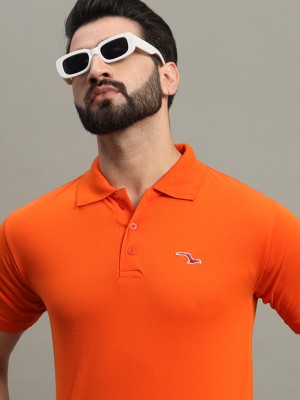 GETGOLF Solid Men Polo Neck Orange T-Shirt