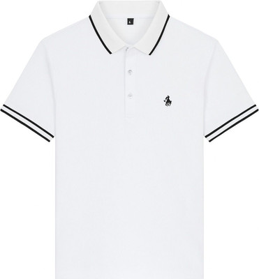 Wisetie Printed Men Polo Neck White T-Shirt