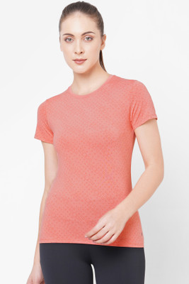 Laasa Sports Printed Women Round Neck Red T-Shirt