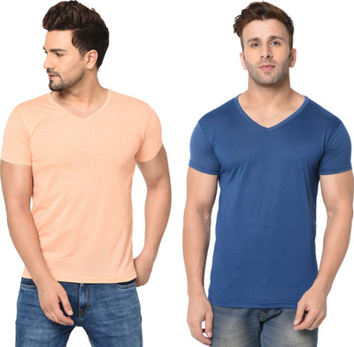 Adorbs Trend Solid Men V Neck Multicolor T-Shirt