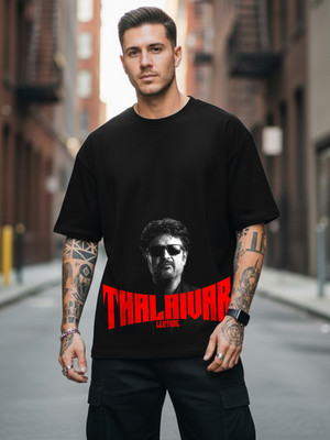 Leotude Printed Men Round Neck Black T-Shirt