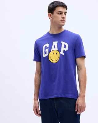 GAP Graphic Print Men Round Neck Blue T-Shirt