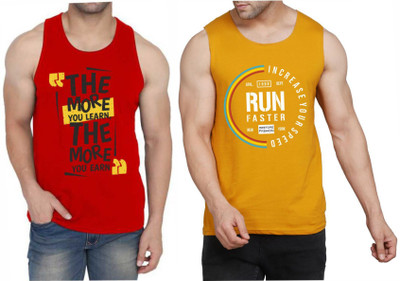WOOSTRO Printed Men Scoop Neck Red, Brown T-Shirt
