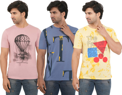 SHAUN Checkered Men Round Neck Multicolor T-Shirt