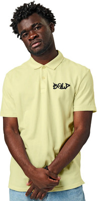 Fighterheero Printed Men Polo Neck Yellow T-Shirt