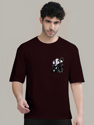 Clothy Trend Printed Men Round Neck Black T-Shirt