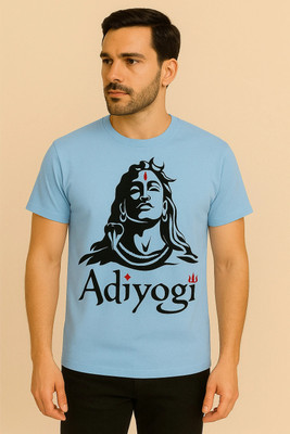 FASHNET FASHION Printed Men Round Neck Blue T-Shirt