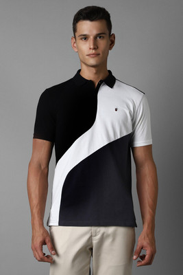 LOUIS PHILIPPE Solid Men Polo Neck Black T-Shirt