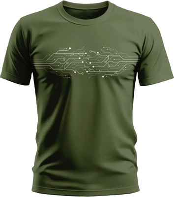 Warriorworld Printed Men Round Neck Green T-Shirt