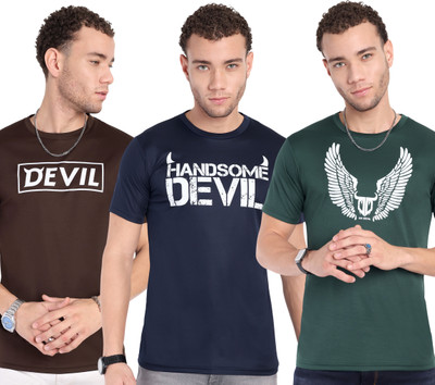 Go Devil Printed Men Round Neck Multicolor T-Shirt