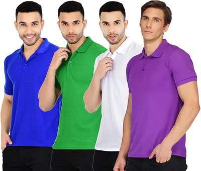 KEOTI Solid Men Polo Neck Multicolor T-Shirt
