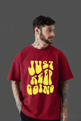 vesloo willow Solid Men Round Neck Maroon T-Shirt