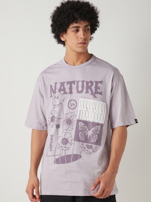 BEWAKOOF Graphic Print Men Round Neck Purple T-Shirt