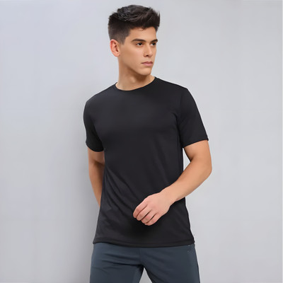 COPEHHI Solid Men Round Neck Black T-Shirt