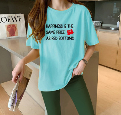 INFIRAX Typography Women Round Neck Blue T-Shirt