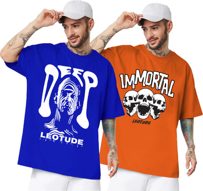 Leotude Printed Men Round Neck Multicolor T-Shirt