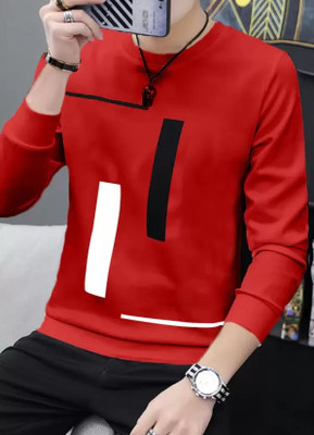 MUFALI Printed Men Round Neck Red T-Shirt