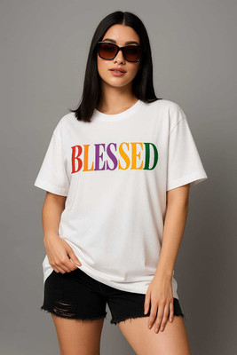 TQH Graphic Print Women Round Neck White T-Shirt