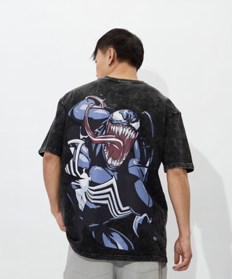 The Souled Store Printed Men Round Neck Black T-Shirt