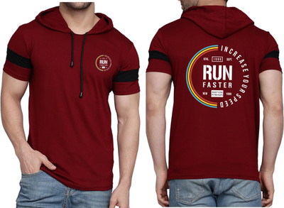 WOOSTRO Printed, Typography Men Round Neck Maroon T-Shirt