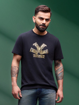 WROGN Printed Men Crew Neck Black T-Shirt