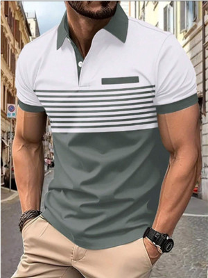TAZO Solid Men Polo Neck Grey T-Shirt