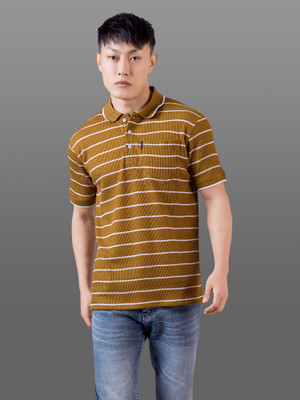 INVICTUS Self Design Men Polo Neck Brown T-Shirt