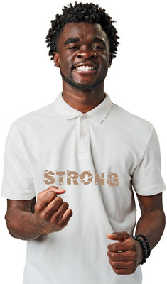 Fighterhero Typography Men Polo Neck White T-Shirt