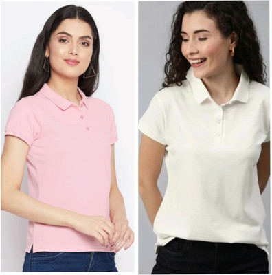 globalitalianlook Solid Women Polo Neck Multicolor T-Shirt